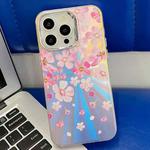 For iPhone 13 Pro Electroplating Laser Flower Texture TPU Phone Case(Pink Flower AH13)