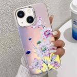 For iPhone 13 Electroplating Laser Flower Texture TPU Phone Case(Zinnia AH9)