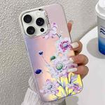 For iPhone 16 Pro Max Electroplating Laser Flower Texture TPU Phone Case(Zinnia AH9)