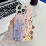 For iPhone 16 Pro Electroplating Laser Flower Texture TPU Phone Case(Flower AH1)