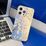 For iPhone 16 Pro Electroplating Laser Flower Texture TPU Phone Case(Pear Blossom AH17)