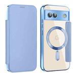For Google Pixel 8a MagSafe Magnetic RFID Anti-theft Leather Phone Case(Blue)