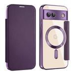 For Google Pixel 8a MagSafe Magnetic RFID Anti-theft Leather Phone Case(Purple)