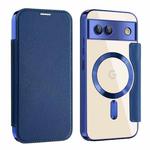 For Google Pixel 8a MagSafe Magnetic RFID Anti-theft Leather Phone Case(Dark Blue)