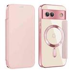 For Google Pixel 8a MagSafe Magnetic RFID Anti-theft Leather Phone Case(Pink)