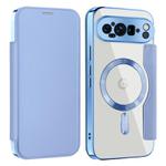 For Google Pixel 9 Pro XL Shield MagSafe RFID Anti-theft Leather Phone Case(Blue)