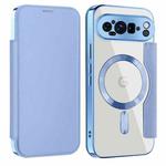 For Google Pixel 9 Pro Shield MagSafe RFID Anti-theft Leather Phone Case(Blue)