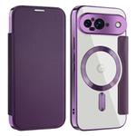 For Google Pixel 9 Shield MagSafe RFID Anti-theft Leather Phone Case(Purple)