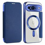 For Google Pixel 9 Shield MagSafe RFID Anti-theft Leather Phone Case(Dark Blue)