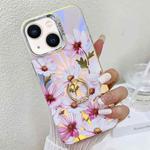 For iPhone 14 Electroplating Laser Flower Ring Holder TPU Phone Case(Cosmos Flower AH7)