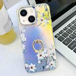 For iPhone 14 Electroplating Laser Flower Ring Holder TPU Phone Case(Morning Glory AH16)