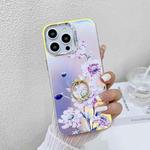 For iPhone 14 Pro Max Electroplating Laser Flower Ring Holder TPU Phone Case(Zinnia AH9)