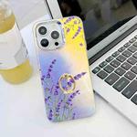 For iPhone 14 Pro Max Electroplating Laser Flower Ring Holder TPU Phone Case(Lavender AH14)
