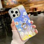 For iPhone 13 Pro Max Electroplating Laser Flower Ring Holder TPU Phone Case(Chrysanthemum AH5)