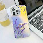 For iPhone 13 Pro Electroplating Laser Flower Ring Holder TPU Phone Case(Lavender AH14)