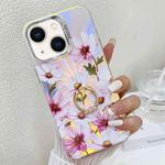 For iPhone 13 Electroplating Laser Flower Ring Holder TPU Phone Case(Cosmos Flower AH7)