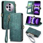 For OPPO Find X7 Geometric Zipper Wallet Side Buckle Leather Phone Case(Green)