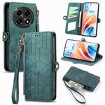 For OPPO A2 Pro 5G Geometric Zipper Wallet Side Buckle Leather Phone Case(Green)