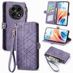 For OPPO A2 Pro 5G Geometric Zipper Wallet Side Buckle Leather Phone Case(Purple)