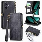 For OPPO K11 5G Geometric Zipper Wallet Side Buckle Leather Phone Case(Black)