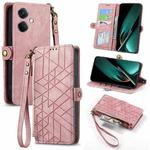 For OPPO K11 5G Geometric Zipper Wallet Side Buckle Leather Phone Case(Pink)