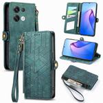 For OPPO Reno8 Pro+ 5G Geometric Zipper Wallet Side Buckle Leather Phone Case(Green)