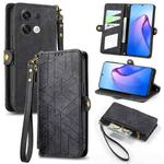 For OPPO Reno8 Pro 5G Geometric Zipper Wallet Side Buckle Leather Phone Case(Black)