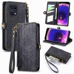 For OPPO Find X5 Pro Geometric Zipper Wallet Side Buckle Leather Phone Case(Black)