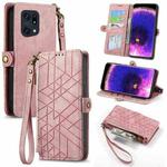 For OPPO Find X5 Pro Geometric Zipper Wallet Side Buckle Leather Phone Case(Pink)