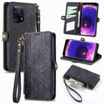 For OPPO Find X5 Geometric Zipper Wallet Side Buckle Leather Phone Case(Black)