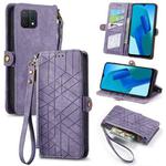 For OPPO A16K Geometric Zipper Wallet Side Buckle Leather Phone Case(Purple)