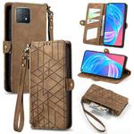 For OPPO A72 5G Geometric Zipper Wallet Side Buckle Leather Phone Case(Brown)