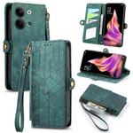 For OPPO Reno9 /9 Pro 5G Geometric Zipper Wallet Side Buckle Leather Phone Case(Green)