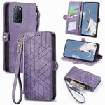 For OPPO A52/A72/A92 Geometric Zipper Wallet Side Buckle Leather Phone Case(Purple)