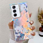 For Samsung Galaxy A55 5G Electroplating Laser Flower Texture TPU Phone Case(White Flower AH10)