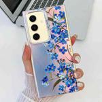 For Samsung Galaxy S24+ 5G Electroplating Laser Flower Texture TPU Phone Case(Myosotis AH2)