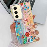 For Samsung Galaxy S24+ 5G Electroplating Laser Flower Texture TPU Phone Case(Flower AH6)