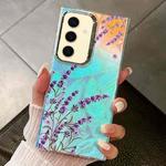 For Samsung Galaxy S24 5G Electroplating Laser Flower Texture TPU Phone Case(Lavender AH14)