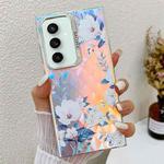 For Samsung Galaxy S23 FE 5G Electroplating Laser Flower Texture TPU Phone Case(White Flower AH10)