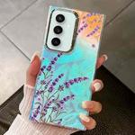 For Samsung Galaxy S23 FE 5G Electroplating Laser Flower Texture TPU Phone Case(Lavender AH14)