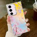 For Samsung Galaxy S23+ 5G Electroplating Laser Flower Texture TPU Phone Case(Peach Blossom AH4)