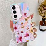 For Samsung Galaxy S23+ 5G Electroplating Laser Flower Texture TPU Phone Case(Cosmos Flower AH7)