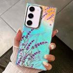 For Samsung Galaxy S23+ 5G Electroplating Laser Flower Texture TPU Phone Case(Lavender AH14)