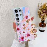 For Samsung Galaxy S22 Ultra 5G Electroplating Laser Flower Texture TPU Phone Case(Cosmos Flower AH7)