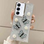 For Samsung Galaxy A55 Three-dimensional Butterfly Glitter TPU  Phone Case(Blue)