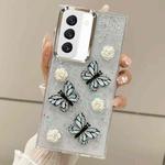 For Samsung Galaxy S22 5G Three-dimensional Butterfly Glitter TPU  Phone Case(Blue)