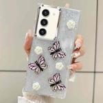 For Samsung Galaxy S23 5G Three-dimensional Butterfly Glitter TPU  Phone Case(Pink)