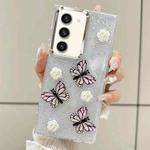 For Samsung Galaxy S23+ 5G Three-dimensional Butterfly Glitter TPU  Phone Case(Pink)