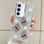 For Samsung Galaxy S24 5G Three-dimensional Butterfly Glitter TPU  Phone Case(Pink)