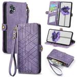 For Nothing Phone 2 Geometric Zipper Wallet Side Buckle Leather Phone Case(Purple)